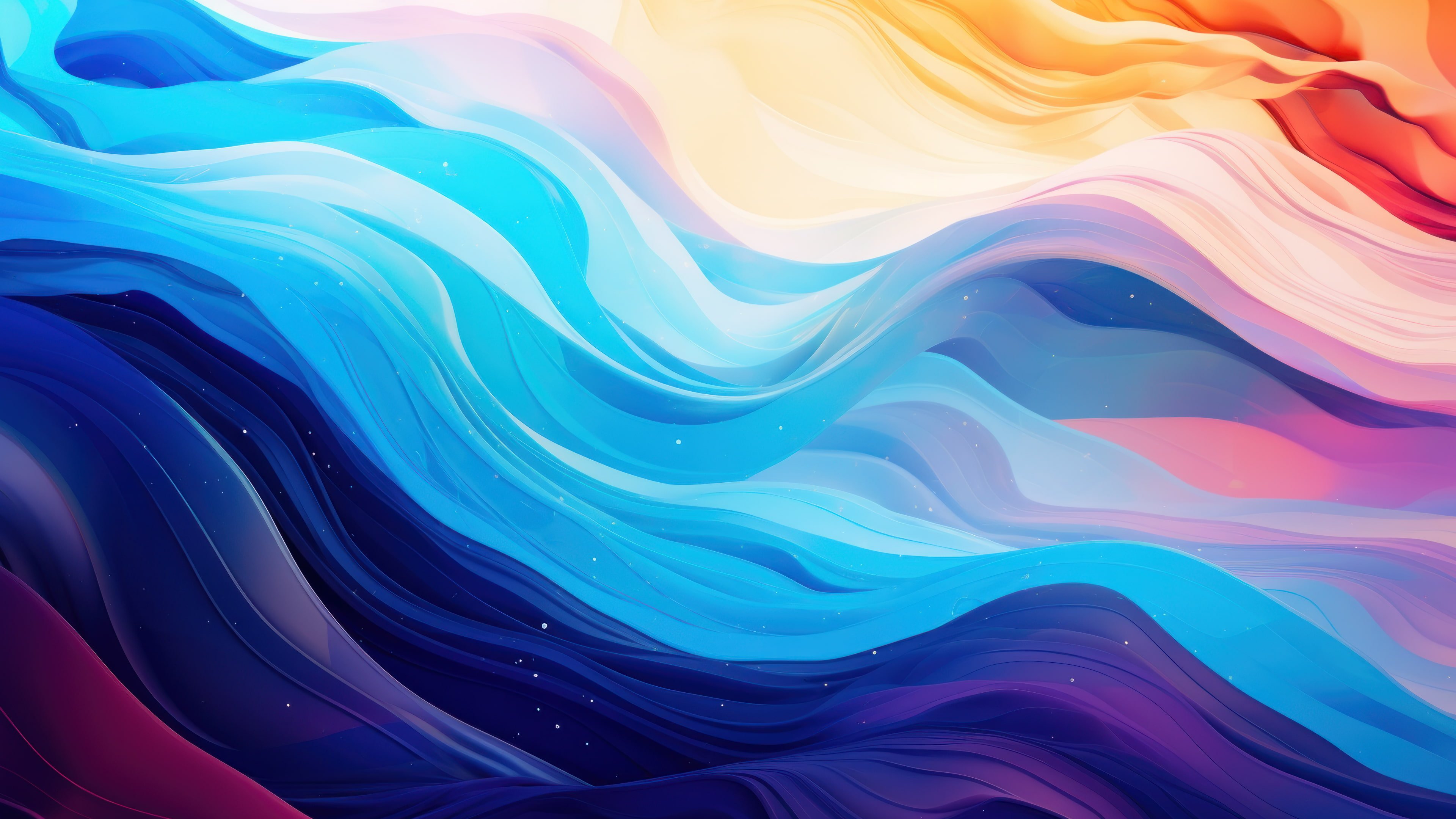Blue Wave Illustration Wallpaper (4K) for PC em 2023