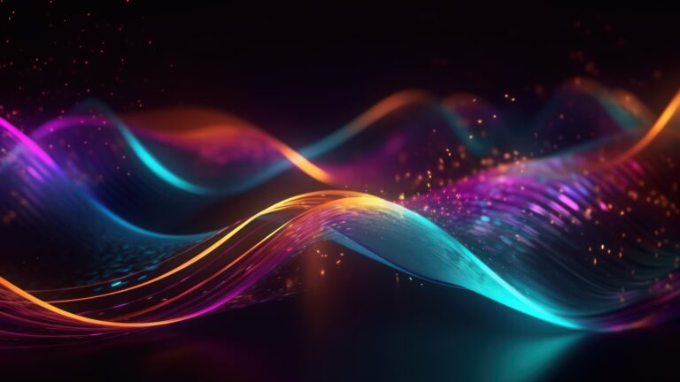 Immerse yourself in a stunning array of colorful glowing layers in this AI-generated 4K wallpaper. Perfect for high-resolution displays, it presents a visually captivating and futuristic abstract composition.