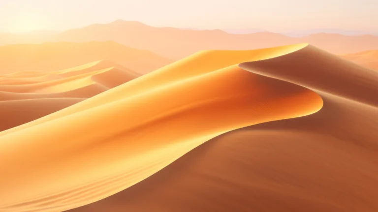 Immerse yourself in the tranquility of a desert landscape with this AI-generated 4K wallpaper displaying sand dunes during the day. Ideal for high-resolution displays, it captures the serene beauty of the desert scenery in daylight.