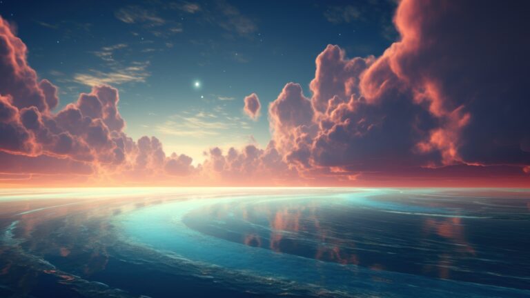 Immerse yourself in the tranquility of this AI-generated 4K wallpaper, portraying a dreamy and atmospheric horizon. Perfect for high-resolution displays, it captures a serene and captivating scenic view.