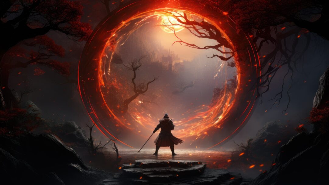 Explore a fantastical realm with this AI-generated 4K wallpaper featuring a swirling portal. Perfect for high-resolution displays, it portrays a mystical and imaginative digital art piece.