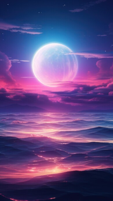 Immerse yourself in the tranquility of a moonlit serene sea in this AI-generated 4K wallpaper. Perfect for high-resolution displays, it captures the serene beauty of the nighttime ocean scenery.