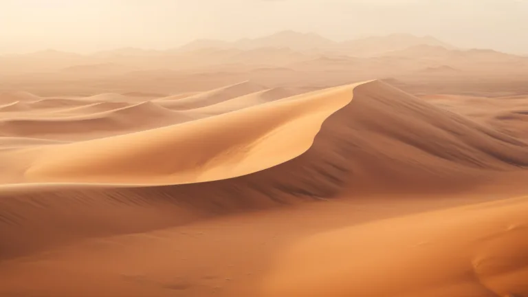 Explore the tranquil beauty of sand dunes in this mesmerizing 4K wallpaper created by AI. Perfect for your high-resolution desktop background, it captures the serene essence of desert landscapes.