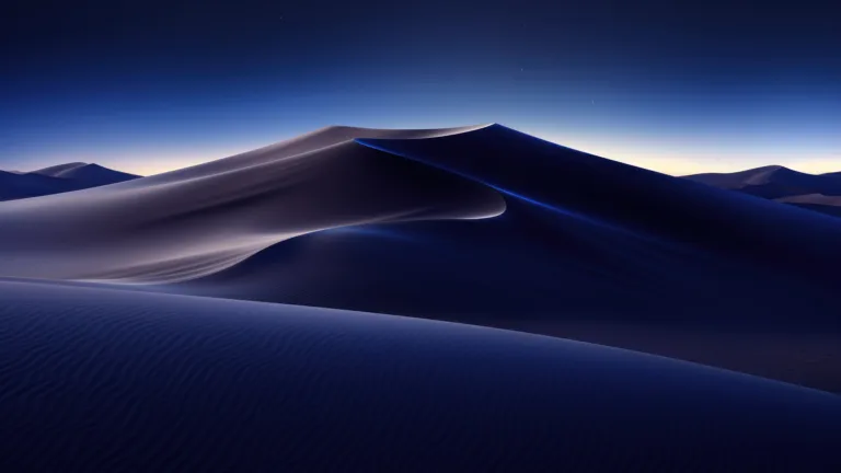 Experience the mystique of sand dunes at night in this captivating 4K wallpaper created by AI. Ideal for your high-resolution desktop background, it captures the serene beauty of desert landscapes under the night sky.