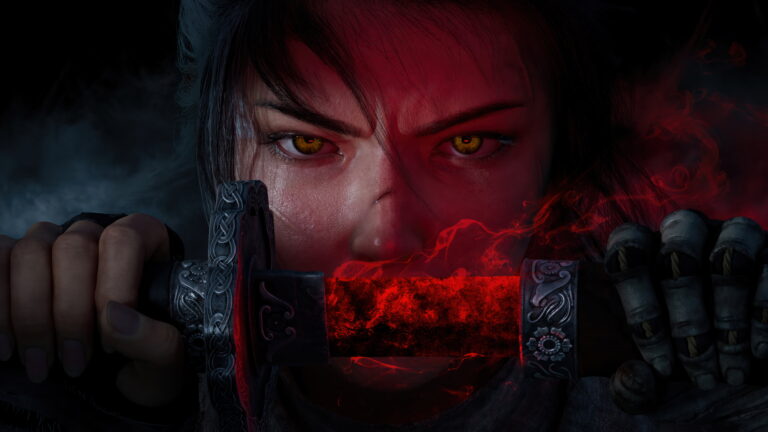 A breathtaking 4K wallpaper featuring a fierce warrior girl wielding a powerful sword in the gripping world of Sekiro: Shadows Die Twice, capturing the intensity and beauty of the action-adventure gameplay.