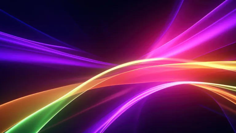 An immersive 4K wallpaper created by AI, exhibiting vibrant glowing neon layers overlapping in an abstract composition. The neon hues intertwine, forming a mesmerizing visual spectacle, perfect for digital screens.