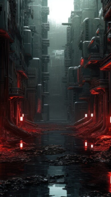 A captivating 4K wallpaper unveiling a dark cyberpunk underworld crafted by AI, featuring neon-soaked streets, towering skyscrapers, and futuristic cityscapes. Vibrant lights pierce through the shadows, creating an immersive and dystopian visual experience.