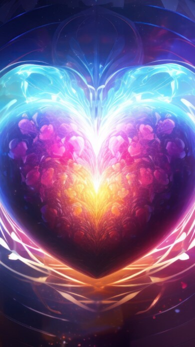 An enchanting 4K wallpaper unveiling an AI-generated neon heart radiating vibrant glows against a dark backdrop. The pulsating neon hues create an electrifying visual spectacle, ideal for adding a touch of luminous charm to your digital space.