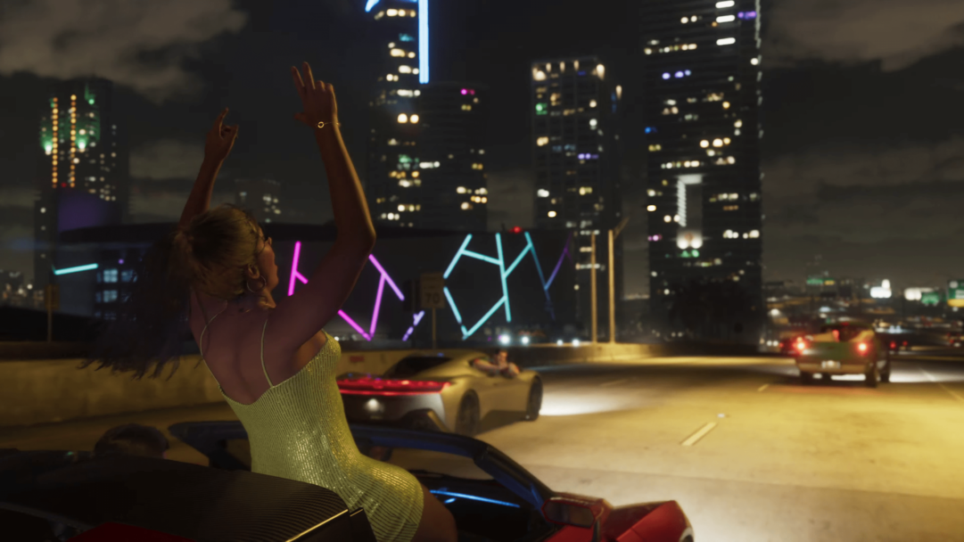 Dive into the futuristic landscape of GTA 6 with this visually stunning 4K wallpaper, featuring the iconic cityscape in the next series of Grand Theft Auto.