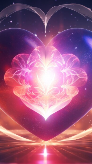 A mesmerizing 4K wallpaper created by AI, showcasing a radiant, glowing purple heart suspended in an ethereal atmosphere. The captivating luminosity of the heart emanates a magical aura, making it an enchanting addition to your digital backdrop.