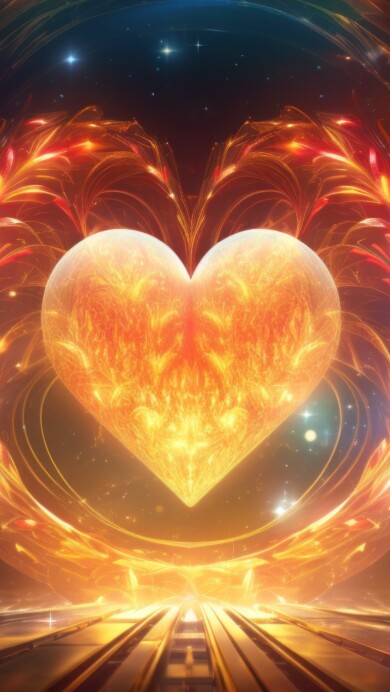 A captivating 4K wallpaper featuring an AI-generated shiny gold heart, radiating brilliance against a dark background. The intricate details and shimmering hues create an enchanting visual spectacle, perfect for adorning your screen.