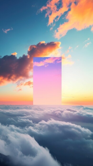 A breathtaking 4K wallpaper created by AI, depicting a mesmerizing sunrise above a blanket of clouds. The vivid colors of the rising sun cast a warm glow over the serene cloud layer, evoking a sense of tranquility and beauty.