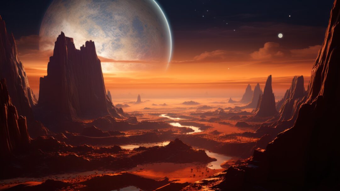 Explore the mesmerizing view from the edge of an orange-tinted canyon in this AI-generated 4K wallpaper. Perfect for high-resolution displays, it showcases the stunning beauty and vibrant hues of the canyon landscape.