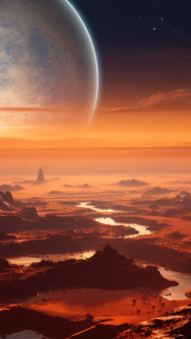 Explore the mesmerizing view from the edge of an orange-tinted canyon in this AI-generated 4K wallpaper. Perfect for high-resolution displays, it showcases the stunning beauty and vibrant hues of the canyon landscape.