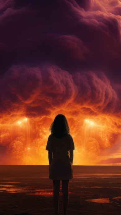 A compelling 4K wallpaper portraying a woman facing an ethereal smoke cloud, where mystery meets elegance in this AI-generated digital artwork. The woman's profile contrasts beautifully against the swirling smoke, evoking a sense of intrigue and contemplation.