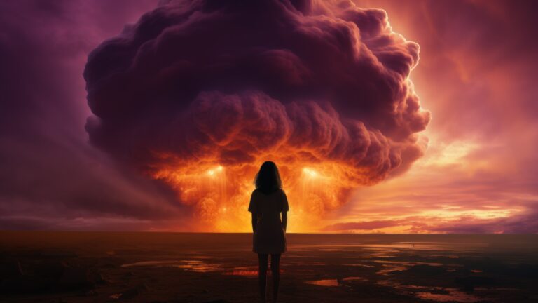 A compelling 4K wallpaper portraying a woman facing an ethereal smoke cloud, where mystery meets elegance in this AI-generated digital artwork. The woman's profile contrasts beautifully against the swirling smoke, evoking a sense of intrigue and contemplation.
