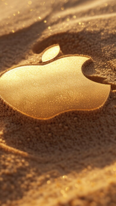 A minimalist and captivating 4K wallpaper featuring the iconic Apple logo etched on a sandy canvas, created through advanced AI generation. The subtle elegance of the design makes it an ideal choice for tech enthusiasts, providing a high-resolution and artistic background for your desktop or mobile device.