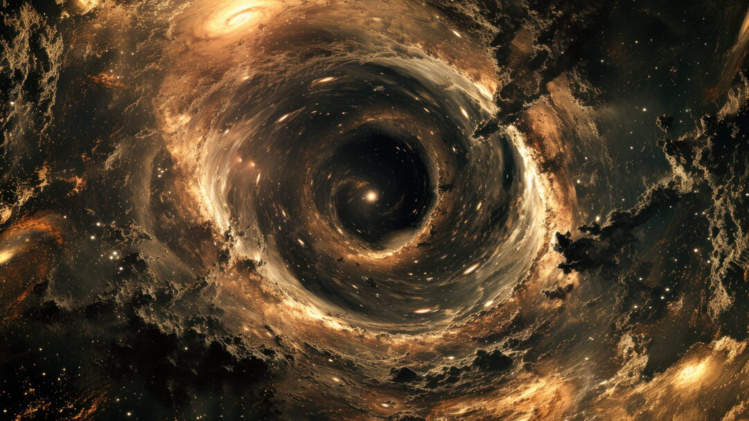 A mesmerizing 4K wallpaper created by AI, featuring a cosmic black hole that seems to draw you into the depths of the universe. The artwork captures the essence of space with intricate details, making it a captivating choice for your desktop or mobile wallpaper.