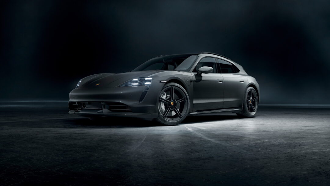A stunning 4K wallpaper featuring the sleek design of the Porsche Taycan, a luxurious electric sports car. The high-resolution image showcases the cutting-edge automotive performance and design, making it an ideal choice for enthusiasts looking to elevate their desktop or mobile background with a touch of automotive excellence.