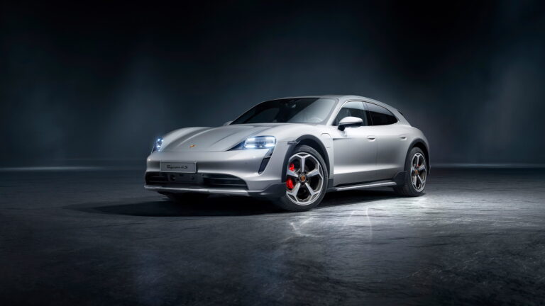 A stunning 4K wallpaper featuring the sleek and powerful Porsche Taycan 4S. The high-performance electric vehicle is showcased in exquisite detail, highlighting its luxurious design and cutting-edge technology.