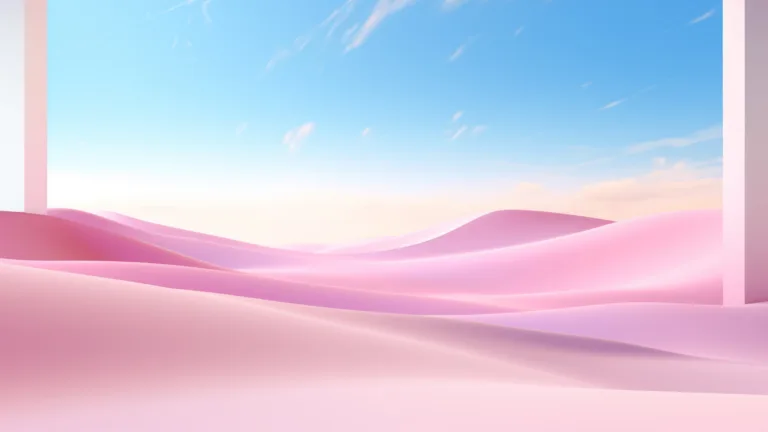 A mesmerizing 4K wallpaper designed for Windows 11, featuring a captivating AI-generated pink desert landscape. The abstract blend of colors creates an aesthetic and artistic masterpiece, making it an ideal choice to enhance the visual appeal of your desktop.