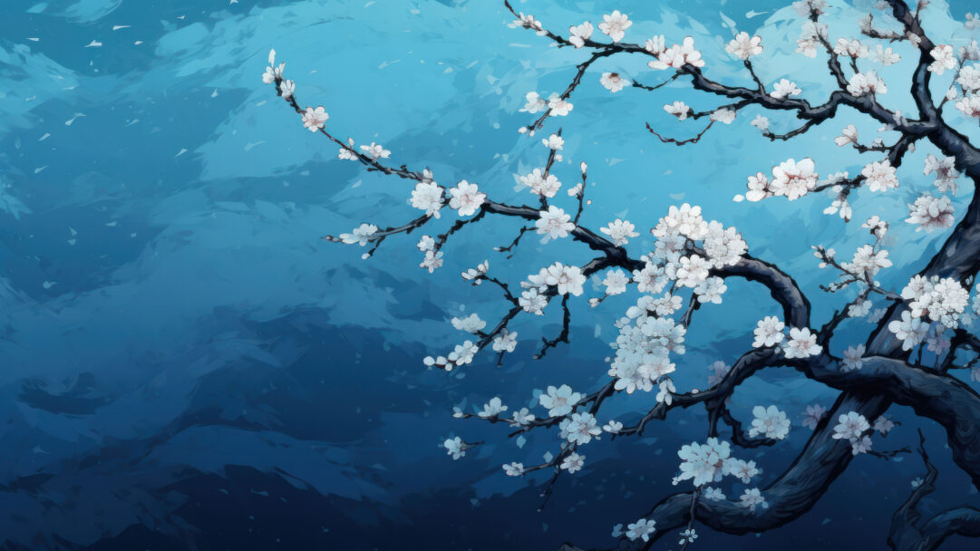 Transform your screen into a serene masterpiece with this AI-generated 4K wallpaper featuring a blue cherry blossom Japanese painting. Perfect for high-resolution displays, the digital art composition captures the tranquility and elegance of traditional Japanese art, creating a visually captivating experience for your device.