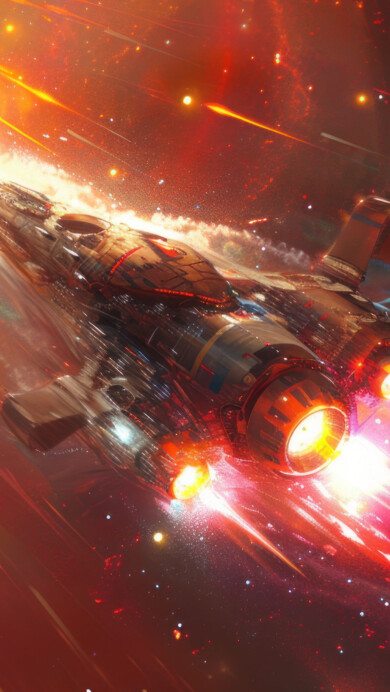 Embark on a futuristic journey with this AI-generated 4K wallpaper featuring a colorful flying spaceship. Perfect for high-resolution displays, it offers a dynamic and vibrant digital art composition, capturing the essence of innovation and exploration in the vast unknown.