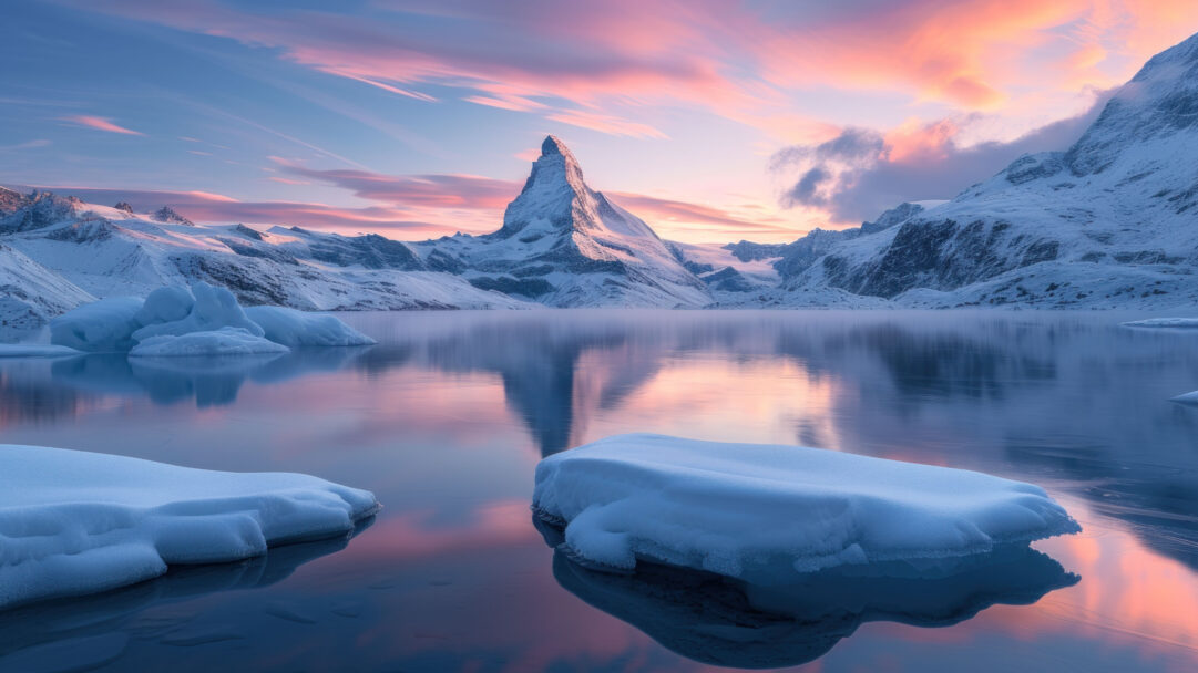 Experience the chilling beauty of this AI-generated 4K wallpaper showcasing frozen chunks of iceberg. Perfect for high-resolution displays, the digital art composition captures the icy essence, creating a visually captivating and serene atmosphere for your screen.