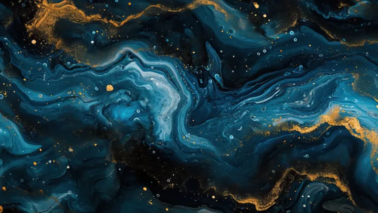 A mesmerizing 4K wallpaper unfolds with golden ripples dancing in deep blue hues, courtesy of AI-generated art. The vibrant colors and abstract patterns create a visually stunning experience, making it a perfect choice for your desktop or mobile background.