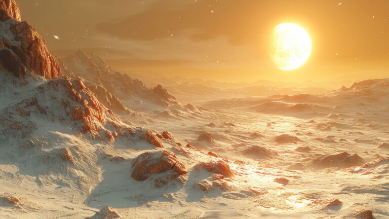 Immerse yourself in the extraordinary with this AI-generated 4K wallpaper featuring a hyper-realistic alien landscape. Perfect for high-resolution displays, the digital art composition creates a futuristic and visually captivating atmosphere, inviting you to explore the wonders of an alien world on your screen.