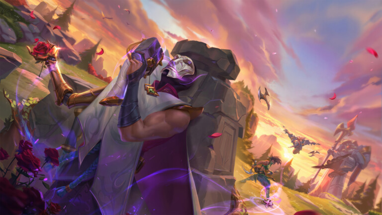 A mesmerizing 4K wallpaper showcasing the artistic prowess of Jhin, Akali, and Zed in their stunning skins from Wild Rift. Jhin, the Virtuoso, Akali, the Rogue Assassin, and Zed, the Master of Shadows, are portrayed in dynamic and captivating poses, each exuding their unique style and mastery within the vibrant world of Wild Rift.