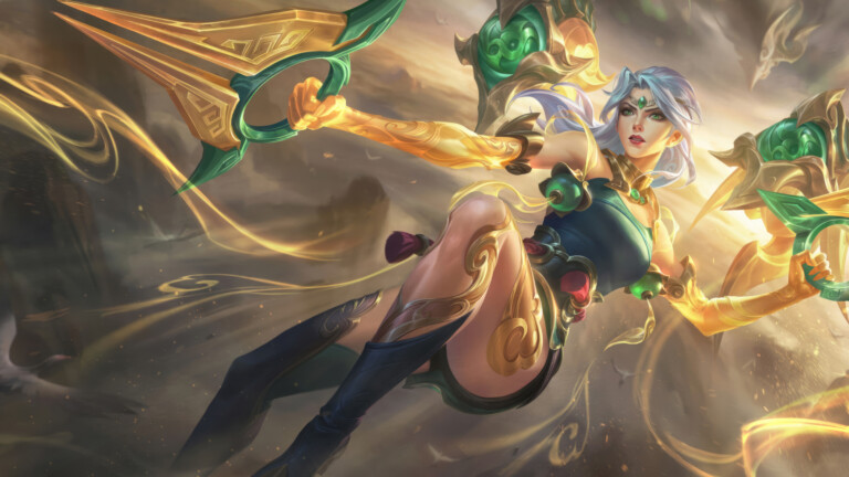 A mesmerizing 4K wallpaper showcasing the ethereal beauty of the Lunar Fairy Special Edition Kai'Sa skin in Wild Rift. Kai'Sa, the Void Marksman, radiates an otherworldly charm, adorned in intricate lunar-themed attire, surrounded by celestial energies that bring an enchanting and magical touch to the world of Wild Rift.