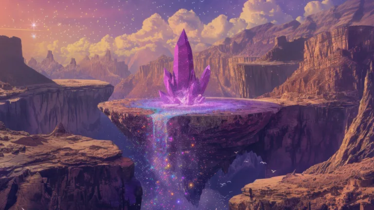 Elevate your screen with the enchantment of this AI-generated 4K wallpaper, showcasing a magical levitating purple rock. Perfect for high-resolution displays, the digital art composition adds a touch of mystique, creating a visually captivating and otherworldly experience for your device.