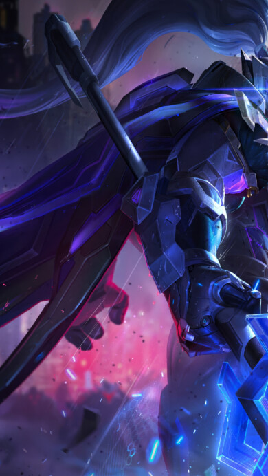 A mesmerizing 4K wallpaper showcasing the futuristic prowess of the Project Jax skin in League of Legends. Jax, the Grandmaster at Arms, stands in a powerful stance, adorned in high-tech armor and wielding a glowing energy weapon, evoking the essence of a cybernetic warrior within the dynamic world of League of Legends.