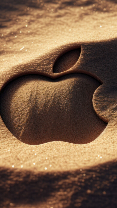 Immerse yourself in the harmony of technology and nature with this AI-generated 4K wallpaper featuring a creative fusion of sand textures and the iconic Apple logo. Although not a direct representation, the digital art composition adds a touch of innovation and elegance to your high-resolution displays.