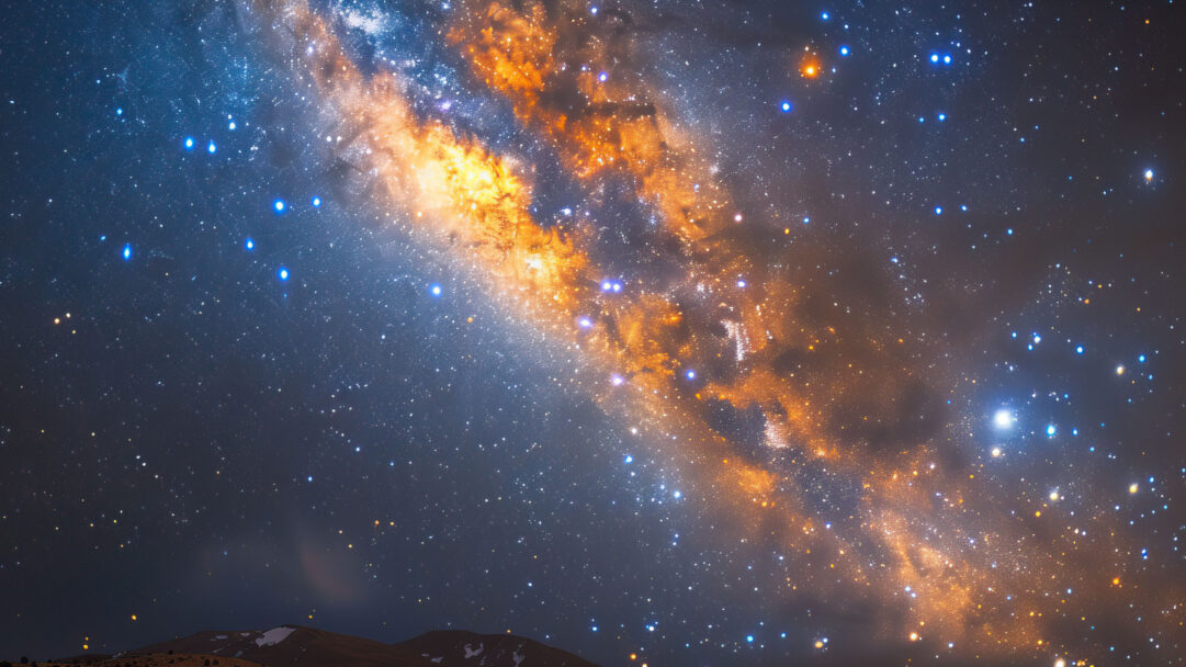A mesmerizing 4K wallpaper features an AI-generated starry night sky, where celestial wonders adorn the cosmic canvas. Glistening stars and ethereal cosmic patterns create an enchanting visual spectacle, perfect for elevating your desktop or mobile wallpaper to a realm of cosmic beauty.