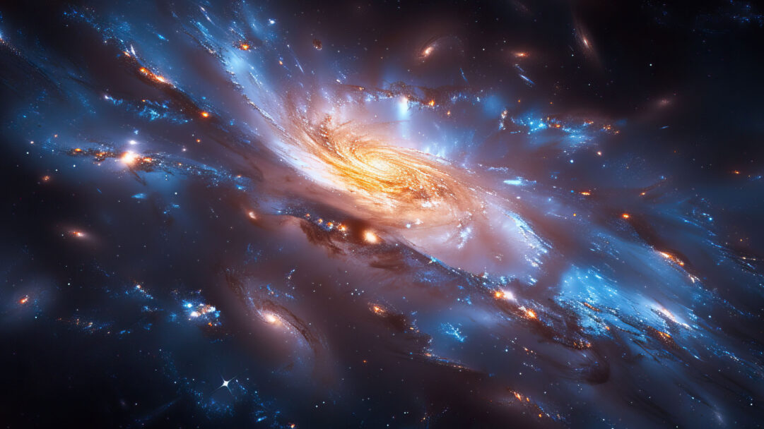 A mesmerizing 4K wallpaper featuring an AI-generated celestial masterpiece showcasing stars and galaxies in a cosmic dance. The vibrant colors and intricate patterns create an awe-inspiring visual experience, making it an ideal choice for your desktop or mobile wallpaper.