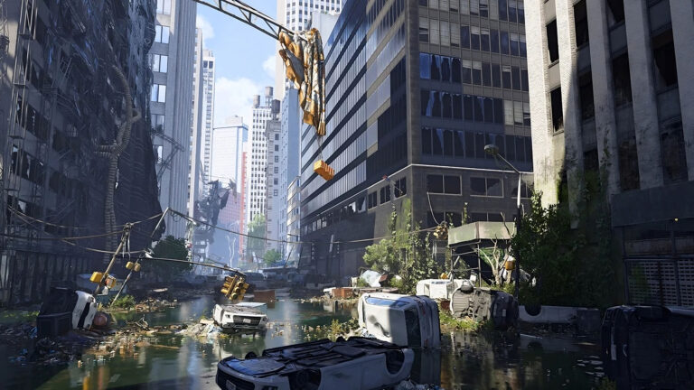 A striking 4K wallpaper featuring the iconic urban landscape of New York City in The Division 2 video game.