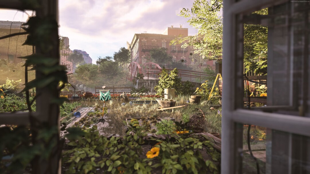 A striking 4K wallpaper showcasing the post-apocalyptic beauty of Tom Clancy's The Division 2. The image captures the gritty essence of the game's urban landscapes, featuring intense action, advanced weaponry, and the relentless spirit of survival in a world on the brink.