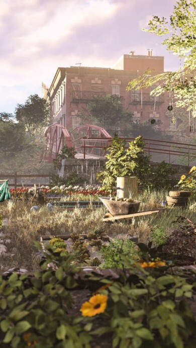 A striking 4K wallpaper showcasing the post-apocalyptic beauty of Tom Clancy's The Division 2. The image captures the gritty essence of the game's urban landscapes, featuring intense action, advanced weaponry, and the relentless spirit of survival in a world on the brink.