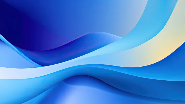 An elegant 4K wallpaper features mesmerizing blue flowing shapes that gracefully intertwine, creating a captivating visual display.