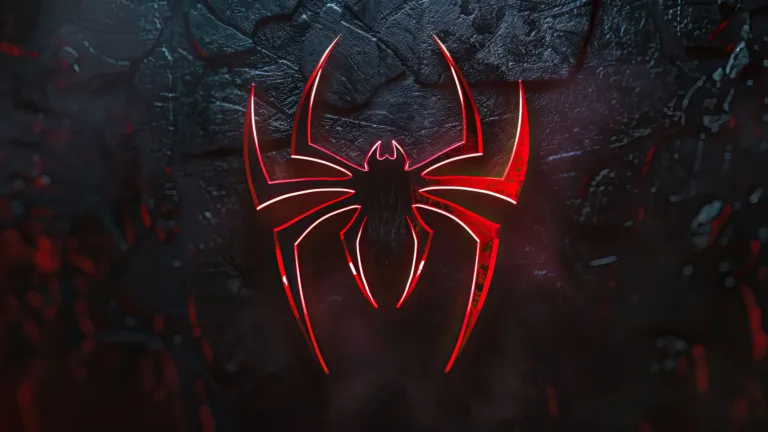 A minimalist 4K wallpaper featuring a dark aesthetic spider icon, symbolizing mystery and intrigue. Set against a black backdrop, the spider icon exudes an eerie yet captivating allure, perfect for those with a taste for the gothic.
