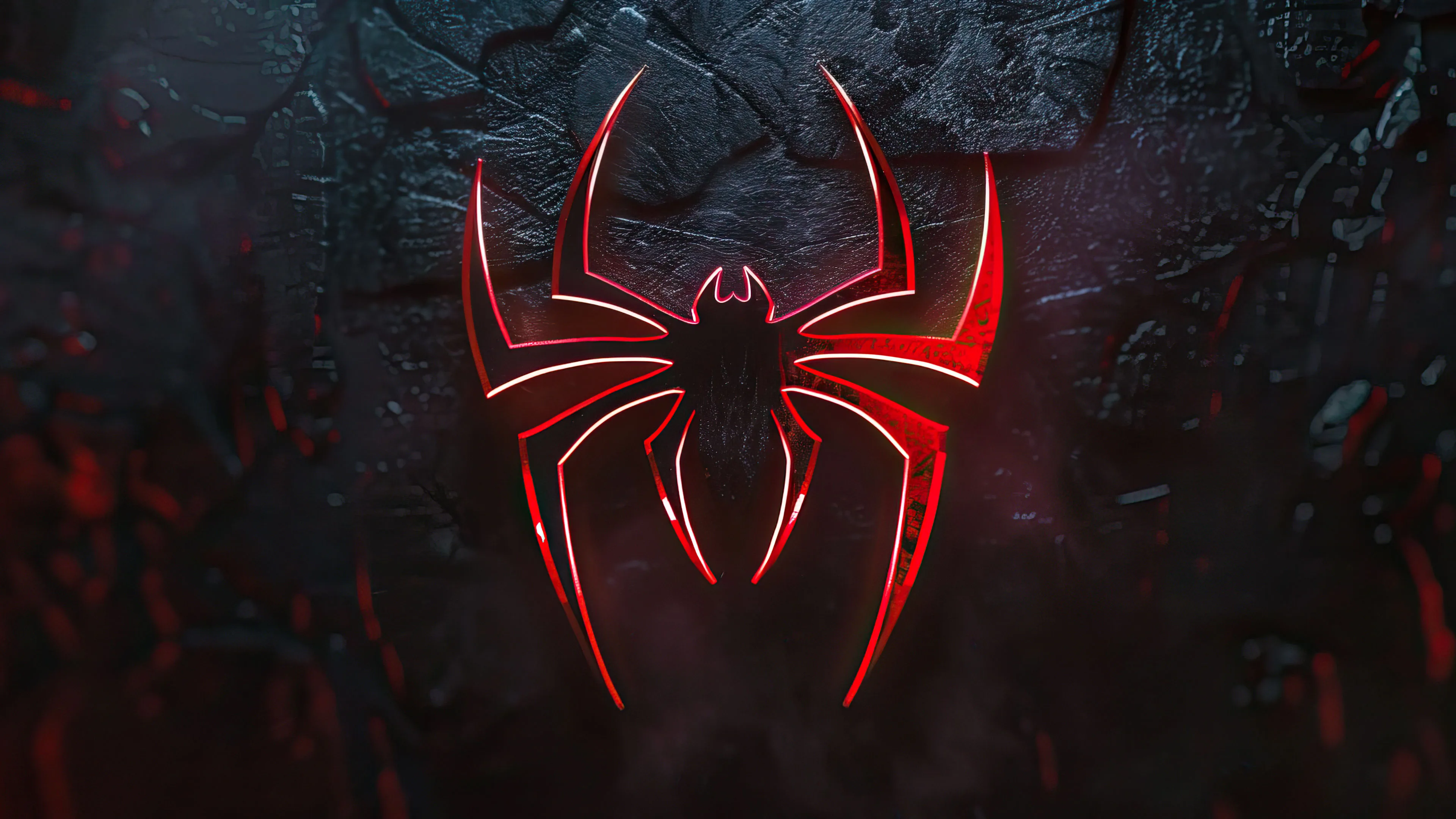 A minimalist 4K wallpaper featuring a dark aesthetic spider icon, symbolizing mystery and intrigue. Set against a black backdrop, the spider icon exudes an eerie yet captivating allure, perfect for those with a taste for the gothic.