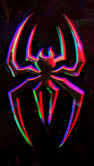 A mesmerizing 4K PC wallpaper featuring a neon spider logo that glows vibrantly against a dark background. The high-resolution digital art showcases a creative and futuristic design, making it an ideal choice to enhance your desktop experience.