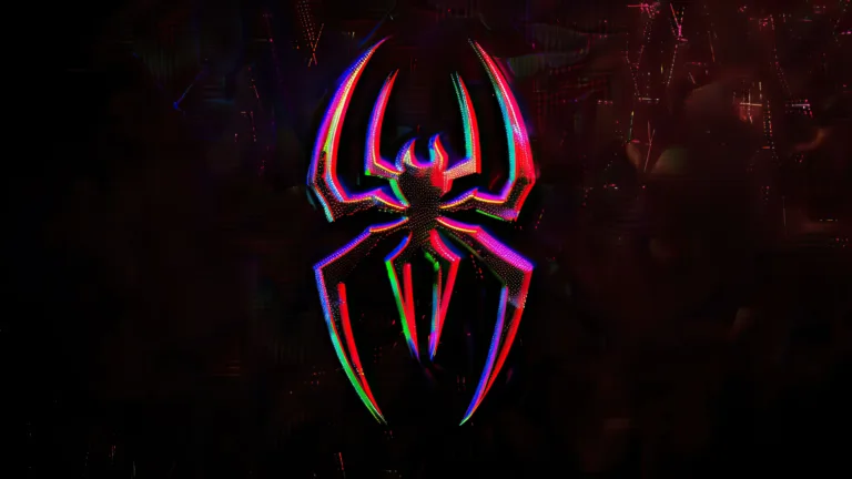 A mesmerizing 4K PC wallpaper featuring a neon spider logo that glows vibrantly against a dark background. The high-resolution digital art showcases a creative and futuristic design, making it an ideal choice to enhance your desktop experience.