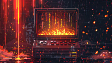 Red Cybernetic Data Streams 4K Wallpaper