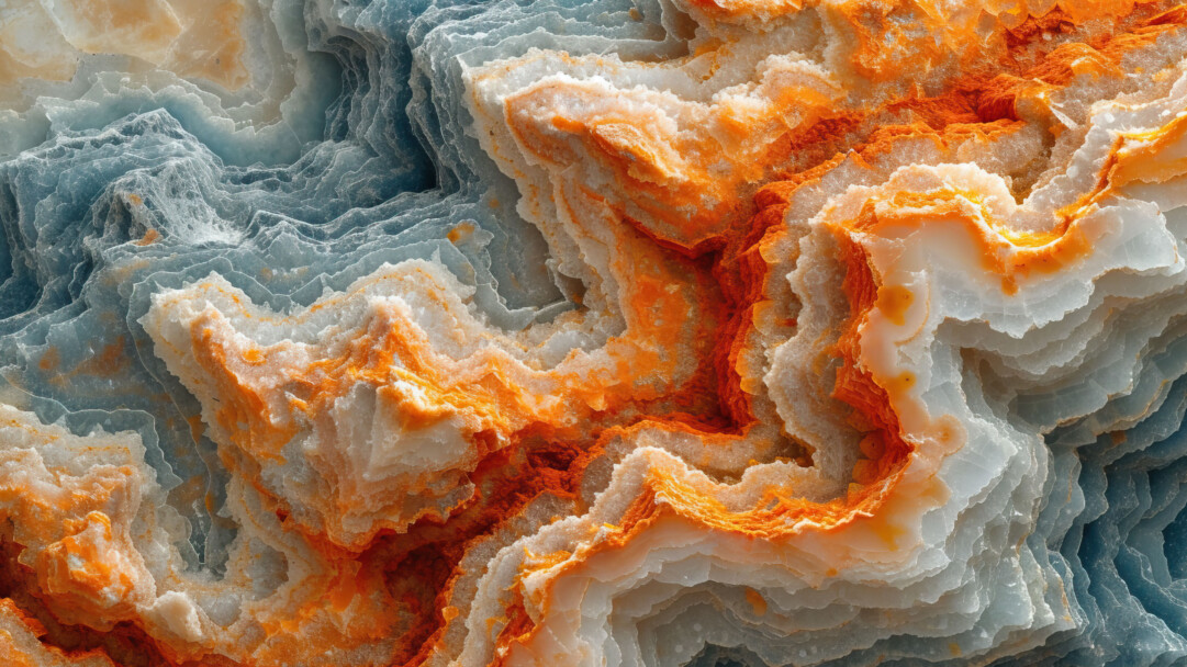 A mesmerizing 4K wallpaper showcases vivid geologic layers in an AI-generated masterpiece. The abstract and colorful composition reveals intricate details, creating a visually stunning portrayal of geological textures. Ideal for enhancing your desktop or mobile screen with vibrant and artistic flair.