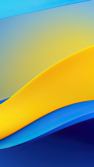 A mesmerizing 4K wallpaper featuring vibrant yellow and blue curves intertwining in an abstract composition. The dynamic interplay of colors and shapes creates a captivating visual experience, perfect for enhancing your desktop or mobile screen with contemporary flair.