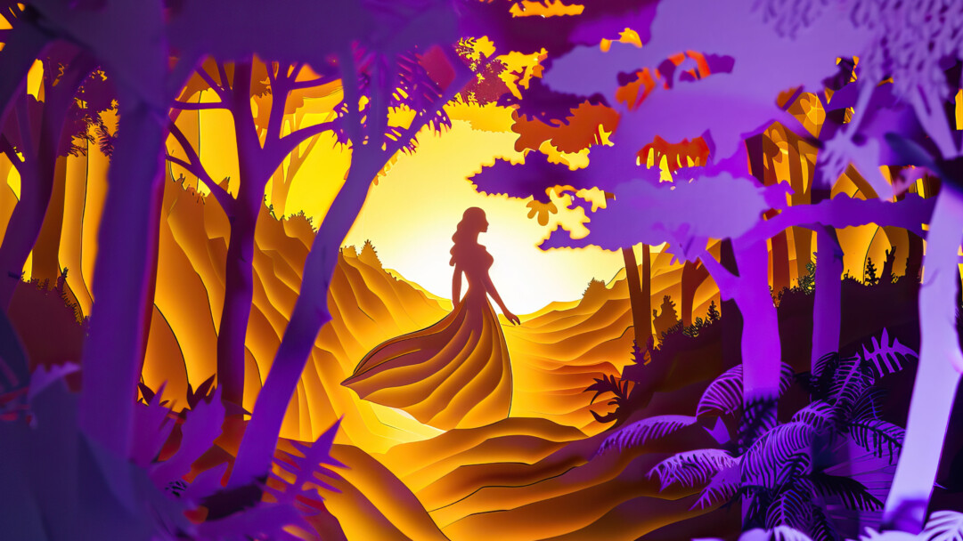 A mesmerizing 4K wallpaper captures the enchanting beauty of a sunset in an ethereal forest. The golden hues of the setting sun cast a magical glow over the woodland, creating a mystical atmosphere that transports you to another realm.