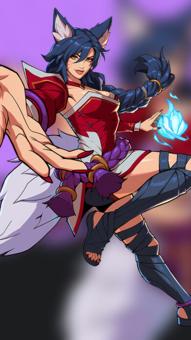 A stunning 4K wallpaper featuring 2XKO Ahri from League of Legends. This high-resolution digital artwork captures Ahri in exquisite detail, set against a vibrant and fantastical backdrop, making it a perfect choice for your desktop or mobile wallpaper.